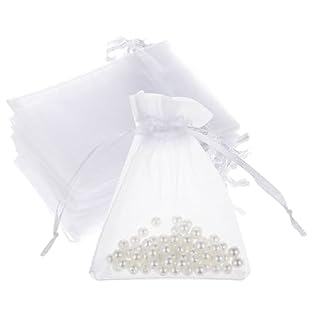 Package Included: Includes 50 pcs white organza bags, each organza gift bags measures 3.14 × 3.9 inches/8 × 10 cm. Organza drawstring bags can be matched with a party gifts, beautiful and elegant High Quality Material: Organza bag are made of high qu...