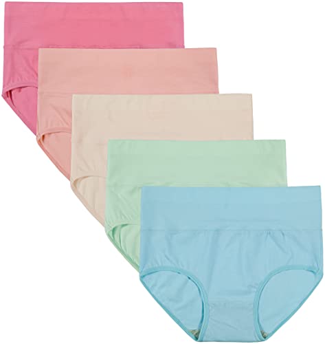 Image of INNERSY Womens Underwear Cotton Briefs Postpartum High Waisted Panties 5 Pack