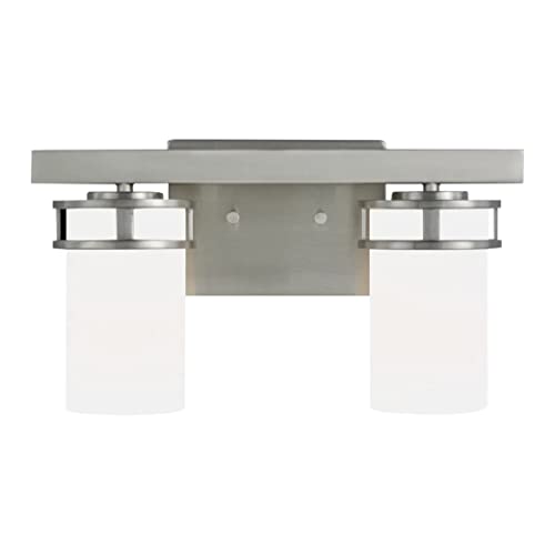 Image of Generation Lighting 4421602-05 2-Light Robie Bath Fixture Wall Lamp Chrome 4421602-05, Bathroom Light Fixture for Home Decor, Vanity Light Fixture Uses A19 Standard or LED Light Bulbs