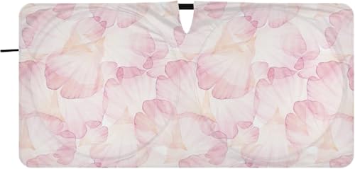 車用サンシェード フロント 折り畳み式 おしゃれ 軽自動車 カーシェード 花弁 ピンク 可愛い かわいい 日除け 遮光 断熱 車用パラソル 汎用 日差しカット 収納袋付