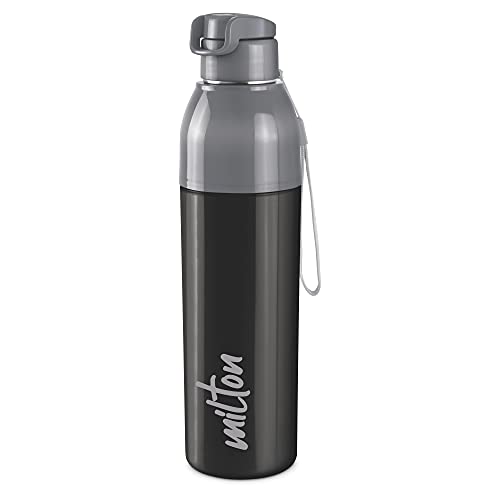 MILTON Steel Convey 900 PU Insulated Inner Stainless Steel Water Bottle, 630ml | Leak Proof Lid, BPA Free | Hot & Cold | Easy to Carry | Ideal for Home, Office, Gym, Travelling, Black