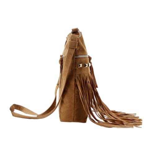Sac bandoulière pour femme Ipetboom avec rivets pochette velours et pompons décoratifs