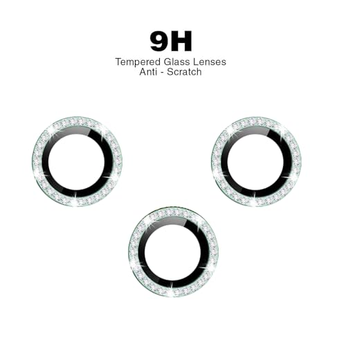 Image of Back Camera Lens Ring Guard Protector for Apple iPhone 15 | Diamond Camera Ring Aluminium Alloy Edge (Green)