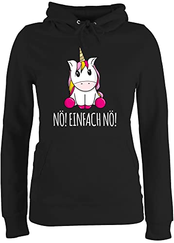 Pullover Damen Hoodie Frauen - Einhörner - Nö Einfach Nö Einhorn - L - Schwarz - einhornpulli einhornpullover einhörnern no hoody einhornpullis mit unicorns nö! kapuze hoodies baumwolle unicorn
