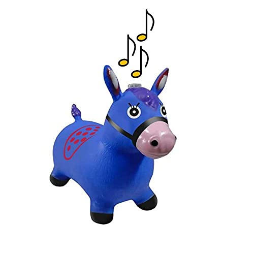 Cavalinho Upa Upa Grande Pula Pula Musical Borracha Resistente Inflável AZUL