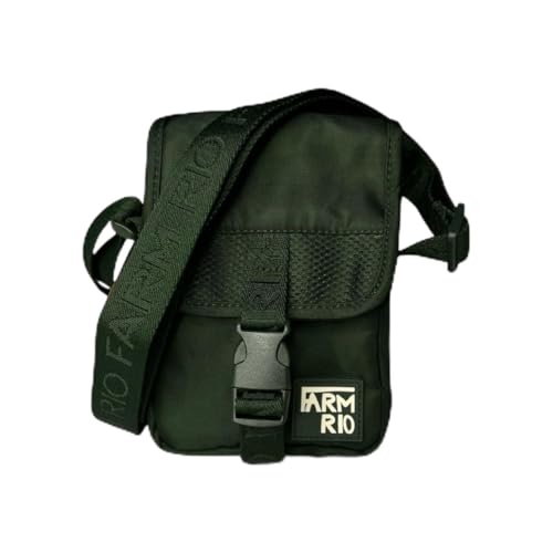 Farm Rio Bolsa Transversal Verde com Fecho, Alça Ajustável, Bolsa Pequena