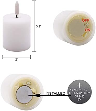 Eldnacele 3D Wick Flameless Candles with Timer Realistic Flickering Battery Operated White Real Wax LED Candle Lights for Home Wedding Christmas Decoration(Batteries Included), D2 x H3.2