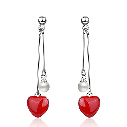 Boucles d'oreilles cœur rouge pour anniversaire de mariage