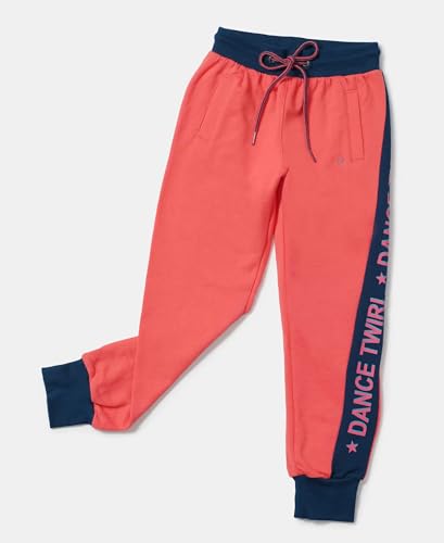 Image of Jockey Girls Mid Rise AG15 Super Combed Cotton French Terry Fabric Graphic Printed Relaxed Fit Joggers with Side Pockets