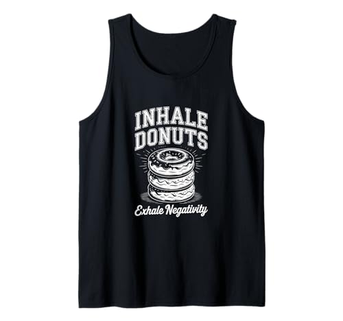 Inhalar Donuts Exhalar Negatividad Donuts Divertidos Camiseta sin Mangas