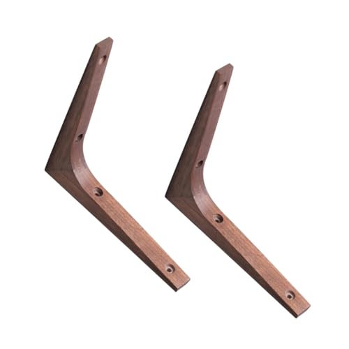 RUNROTOO Soportes de Estante de Esquina de Madera Maciza 2 Unidades Soportes Perforados para Montaje en Pared Reforzado para Estanterías de Pared en Hogar y Oficina