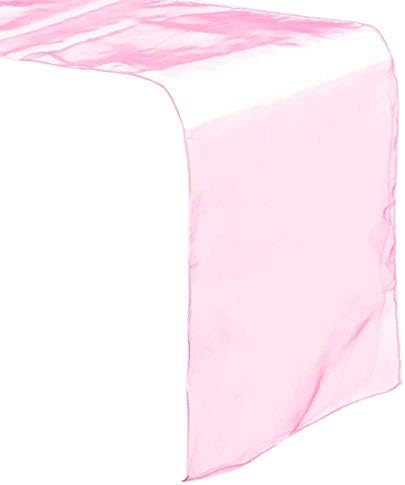 Rihana Home Wedding 12 x 108 inch Organza Table Runner for Wedding Banquet Decor Table Runner 1/5/10 (Pink, 1)