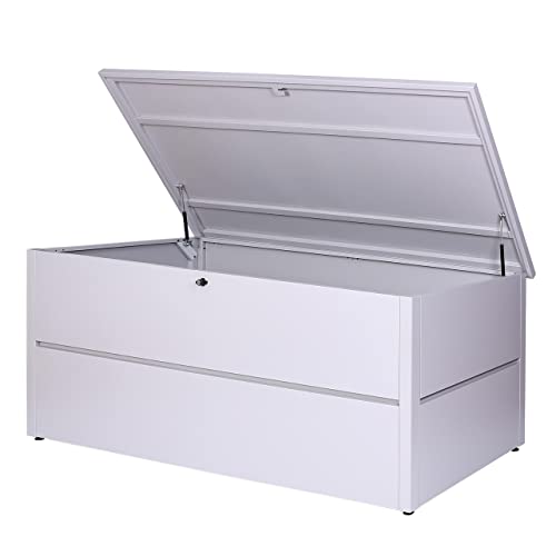 Mendler Gartentruhe HWC-J56, Aufbewahrungsbox Auflagenbox Truhe, Wasserdicht Metall Edelstahl 69x185x85 783l - hellgrau – Bild 3