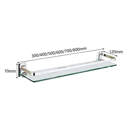 Zhanmam Rectangular Tempered Glass Shelf Bathroom Shower Caddies Shelves With Thick Glass Wall Mount Anodizing Bracket 1 Tier 30~80Cm 0118 (Size : 60Cm) #TOP2