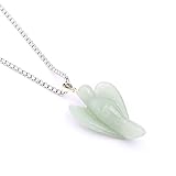 YYout Natural Stone Angel Pendants Green Aventurine Reiki Healing Crystal Guardian for Necklace with Stainless Steel Chain