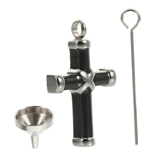 Milisten 1 Jeu Pendentif urne Pendentif Croix Crucifix Pendentif Pot d'urne pour Animaux de Compagnie Porte-clés pour Les Cendres d'un être Cher Animal de Compagnie Collier Portable Bijoux