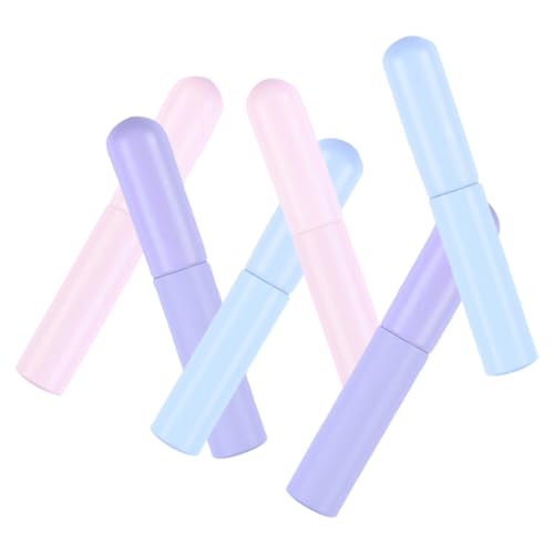 ASAKKURA Aplicador de Labios de Silicona Tapa, Pincel Redondo para Maquillaje, Set de 6 Unidades (2 Rosa, 2 Morado, 2 Azul), Herramienta Portátil para Aplicar Brillo y Corrector en Labios