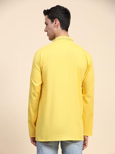 SKAVIJ Mens Cotton Henley Shirts Casual Band Collar Kurta Long Sleeve Embroidered Top T-Shirt2
