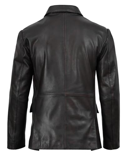 Image of fjackets Mens Leather Blazer Jacket - Real Lambskin Leather Sport Coat, 2-Button, Fully Lined, Business to Weekend