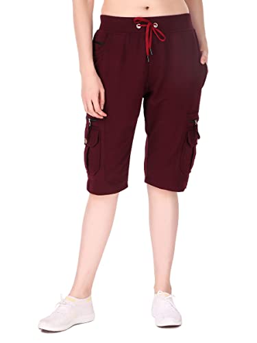 Image of UZARUS Womens Cargo Capri Shorts with 9 Pockets