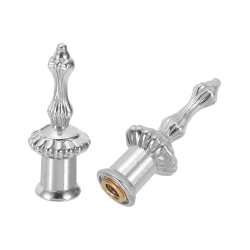 Image of PATIKIL 20x52mm Lamp Shade Finial, 2 Pcs Lamp Finials Caps Knob M10x1mm Threaded Zinc Alloy Solid Lamp Finial Decoration for Lamp Shade Table Floor Lamps, Silver Tone