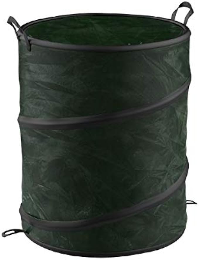 Collapsible Trash Can- Pop Up 33 Gallon Trashcan for Garbage With Zippered Lid By Wakeman Outdoors -Ideal for Camping Recycling and More (Green)