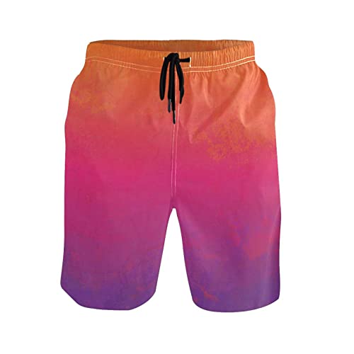 Watercolor Pink Orange Men's Beach Shorts Swim Trunks Quick Dry Swim Board shorts With Pockets L