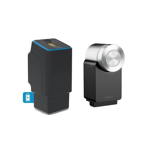 EKEY UNO 200328 Fingerprint mit Akku inkl. Nuki Smart Lock Pro (4. Generation) schwarz Akkubetriebenes Nachrüst-Set für alle gängigen Türen