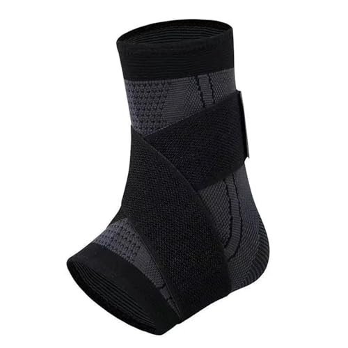 Adjustable Ankle Support Compression Brace Protector for Running Soccer Basketball Nylon Knitted Gym Bandage Strap(Black,X-Large)