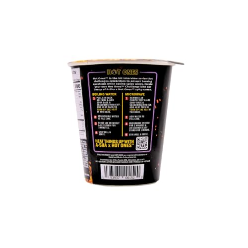 image for A-Sha x Hot Ones Spicy Ramen Noodle Soup Cup, 6 Pack, Sweet Chili (Mil