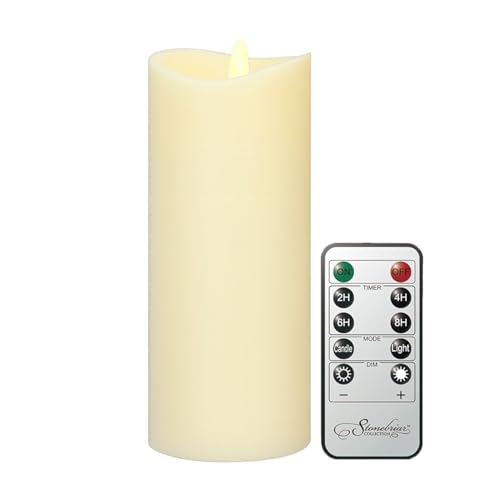 Image of Stonebriar 3 Count Ivory Real Wax 3x8 Flameless LED Pillar Candles with Remote and Timer