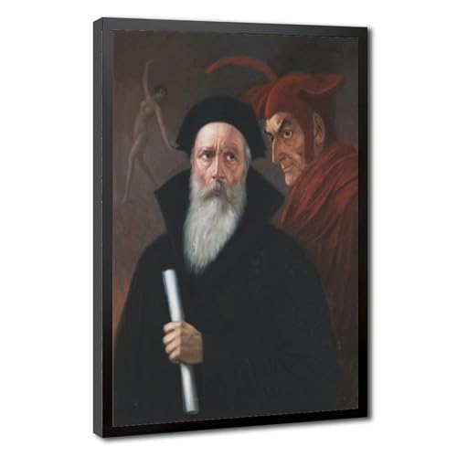 Toile Anton Kaulbach Faust und Mephisto cadre en bois décoration haut de gamme