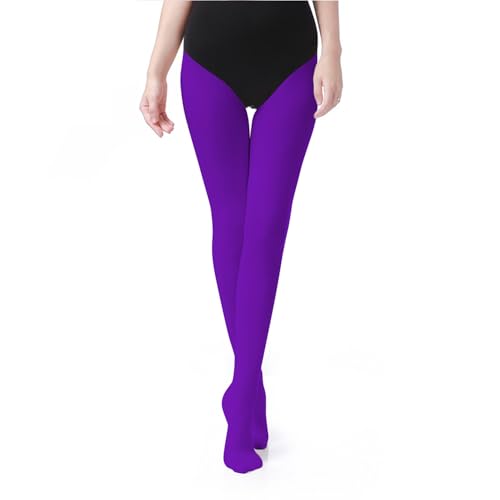Image of UTTPLL Women's Run Resistant 80 Denier Tights Solid Color Dance Stockings Soft Semi Opaque Footed Pantyhose High Waist Tight