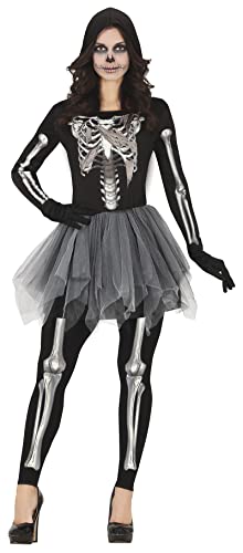 FIESTAS GUIRCA Costume Squelette Tutu - Squelette Femme avec Impression 3D - Déguisement Halloween Femme Taille 36-38 S