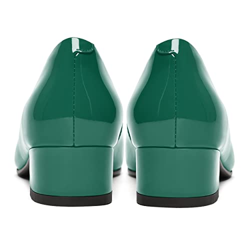 FEMSTEP Womens Casual Patent Leather Office Square Toe Slip On Chunky Low Heel Pumps Shoes 1.5 Inch4