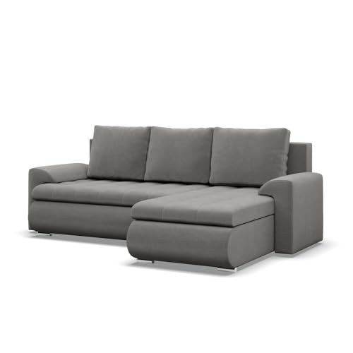 Mebligo - Ecksofa mit Schlaffunktion und 2 Bettkasten Hellgrau 230x89x159 (BxHxT) FORESTA - Rechts Eckcouch, Sofas & Couches, Couch L Form, Cauchsofa, Sofa Wohnzimmer