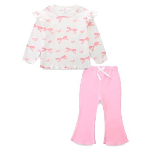 Clothes For 4 Year Old Girl Outfit Baby Outfits Fashion Sweatshirt Flare Pants Kids Tops Pant Sets Pink