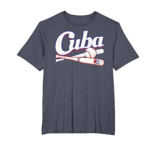 Cuba Shirt Baseball Cuban Flag T-Shirt, Men's Big and Tall, Heather Blue, 3X Tall