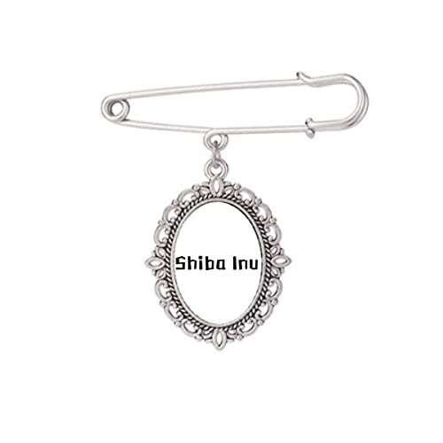 Broche Shiba Inu Art Déco en émail pour habiller un châle de créateur Taille M