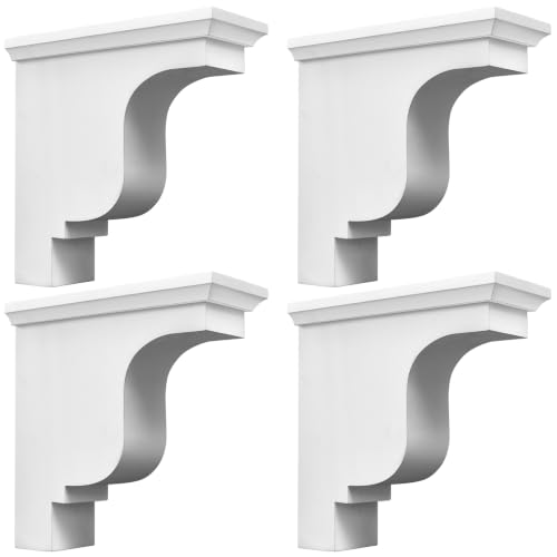 Image of Briwooody 4 Pcs Unfinished Paintable Corbels Bracket for Doorway Countertop Home Cabinet Bookshelves Furniture Support PU (4 1 /8 W X 10 1 /2 D X 10 1 /2 Inch H,Classical Style)
