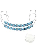 Aiuulu Fake Brafces Costume for Teeth, Temporary Clip on Braces with Metal Wires, Metal Brackets Orthodontic Bands Dental Students to Practice (Light Blue)