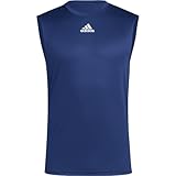 adidas Men's Pregame Badge of Sport Sleeveless Tee 2XL Navy | Navy | White