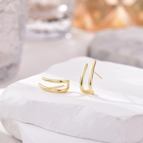 Unusual Gold Stud Earrings for Women Minimalist Curved Bar Studs Earrings Trendy Ear Jewelry3