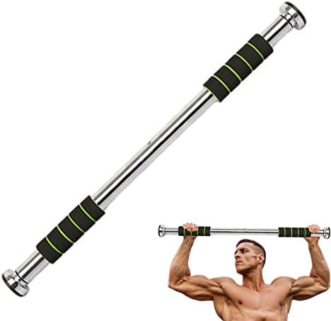 DISPRA Chin Up Exercise Stick, Electroplated Steel Pull Up Bar Stick, No-Screw Installation Pullup Fitness Bar, 440LBS Weight Capacity Ergonomic Grip Chin Up Tool for Workout Gym Powerlifting