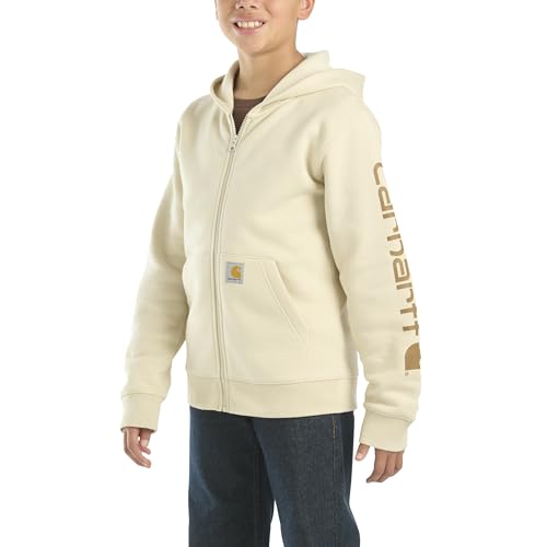 Image of Carhartt Kid's CP8675 Long-Sleeve Full-Zip Logo Sweatshirt - Boys