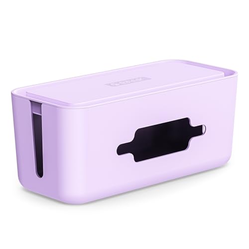 Organisateur cables boite rangement multiprises bureau maison violette