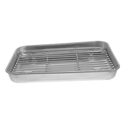 CIYODO Bandeja para Hornear Acero Inoxidable con Rejilla para Asar Diseño Compacto para Porciones Pequeñas Distribución Uniforme de Calor Apta para Horno y Fácil Limpieza