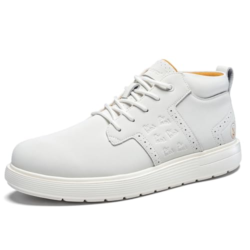 FLYLAND Men's Fashion Sneakers Chukka Boots Lace Up Leather Ankle Dress Boot Lightweight Walking Driving Shoes3