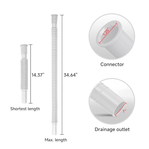 YIOVVOM 1-1/4 Inch Angle Simple Flexible and Expandable Drain Pipe Tube S Trap, Universal Plastic Angle Simple Extension Tube for Kitchen Bathroom Sink Sewer Drain Wash Basin Bathroom Sink Tube