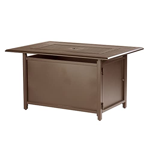 Image of Oakland Living Istanbul-FPT-BN Rectangular 46 in. x 31 in. Aluminum Propane Pit, Glass Beads, Two Covers, Lid, 57,000 BTUs in Brown Finish Fire Table